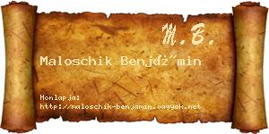 Maloschik Benjámin névjegykártya